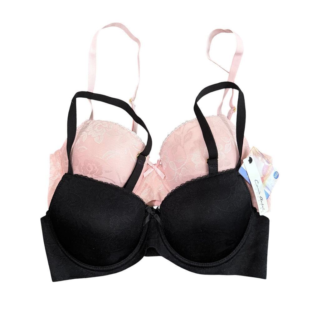 Carrie Amber 2 Pack Push Up Bras in Black/Pink, Size 36B​​